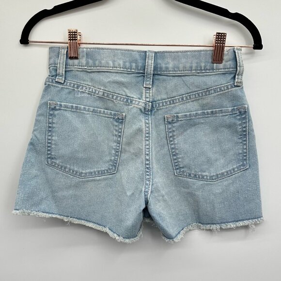 Old Navy High-Rise Light Wash Raw Fringe Hem Denim Shorts Size Children's 12 - Picture 2 of 4
